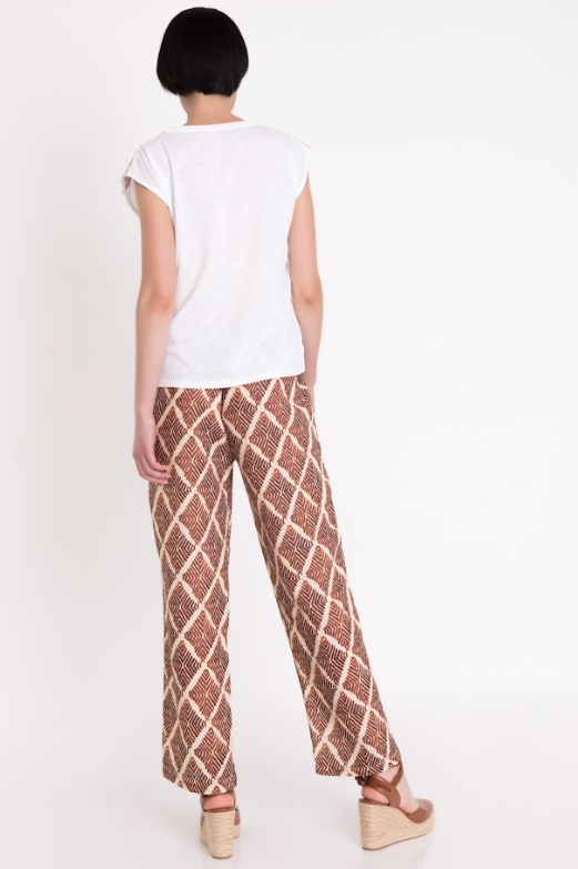 PANTALÓN ANCHO ESTAMPADO MARRON