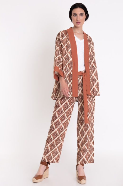 PANTALÓN ANCHO ESTAMPADO MARRON