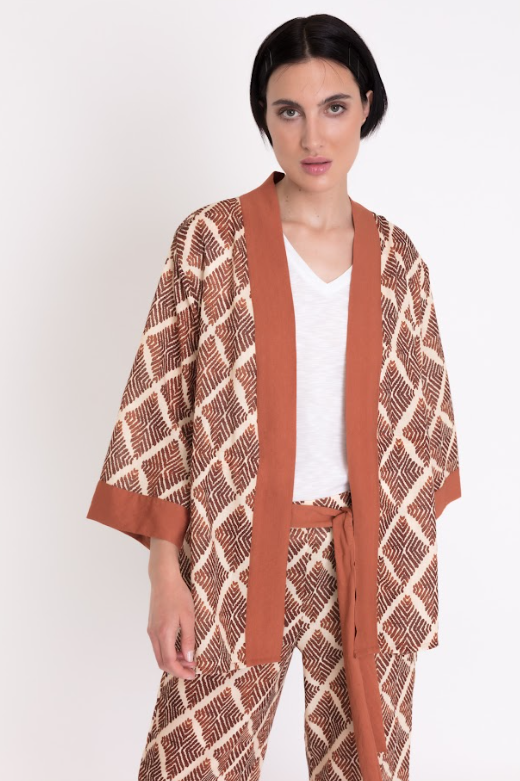 CARDIGAN ESTAMPADO MARRON