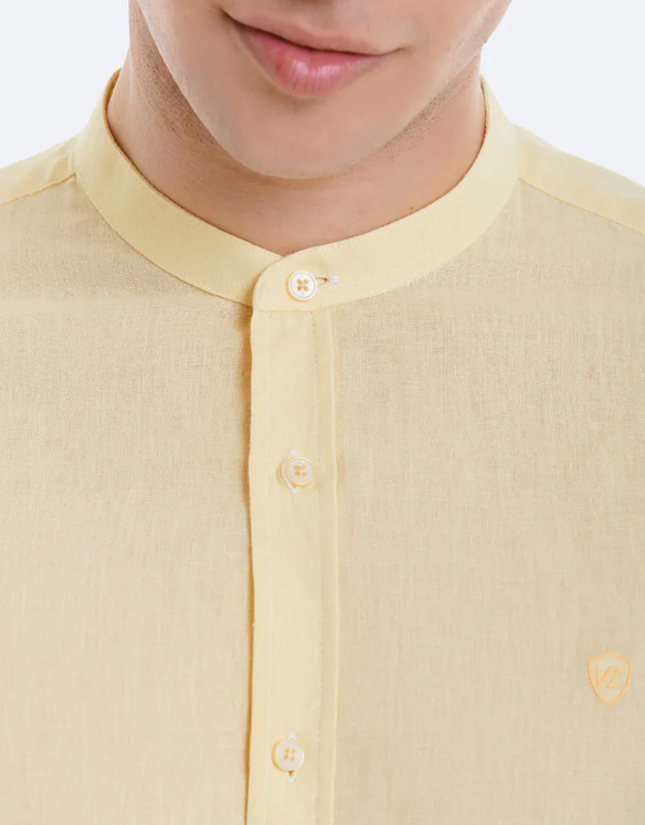 CAMISA LINO CUELLO MAO AMARILLO
