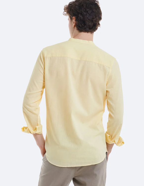 CAMISA LINO CUELLO MAO AMARILLO