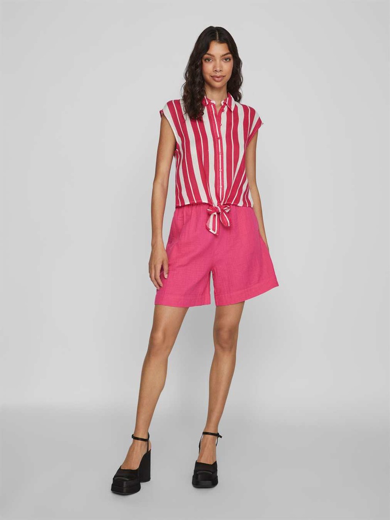 CAMISA RAYAS NUDO ROSA
