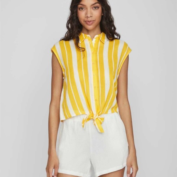 CAMISA RAYAS NUDO AMARILLA