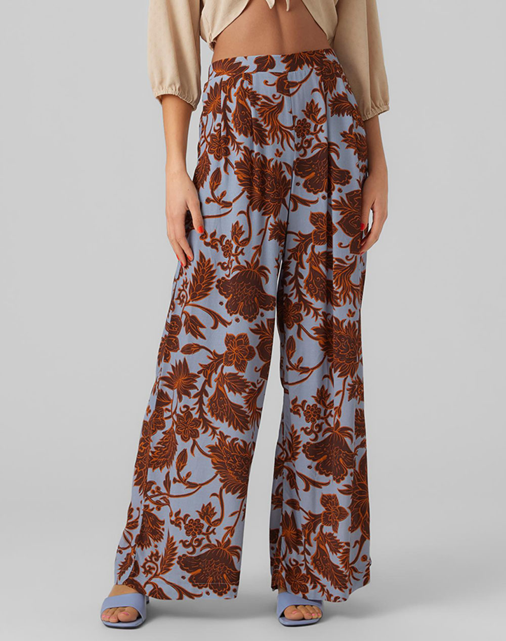 PANTALON ESTAMPADO FLORAL MARRÓN