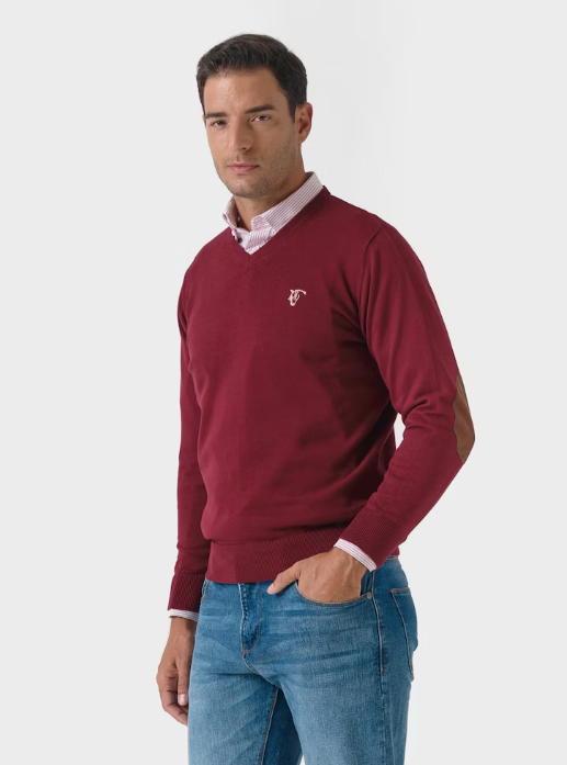 JERSEY DE PICO CON CODERAS BURGUNDY