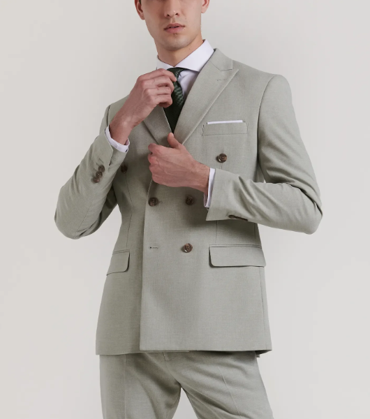 AMERICANA TRAJE CRUZADO MEZCLILLA MENTA