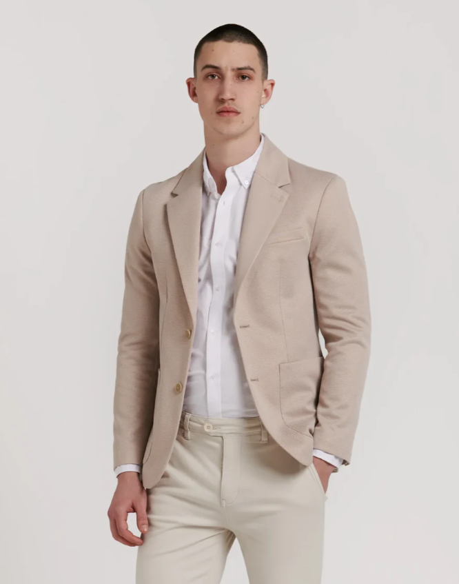 BLAZER BICOLOR PIQUE BEIGE