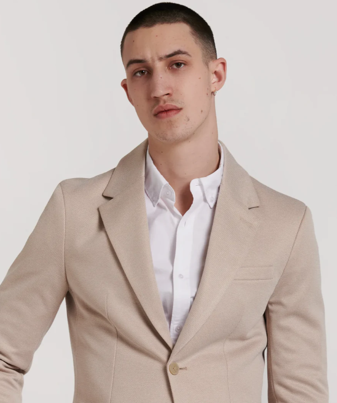 BLAZER BICOLOR PIQUE BEIGE