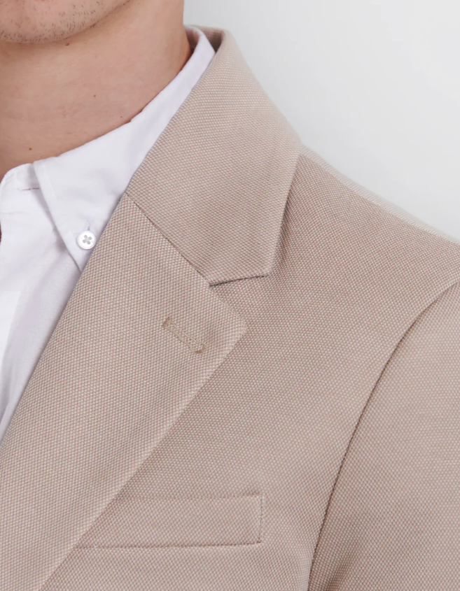 BLAZER BICOLOR PIQUE BEIGE