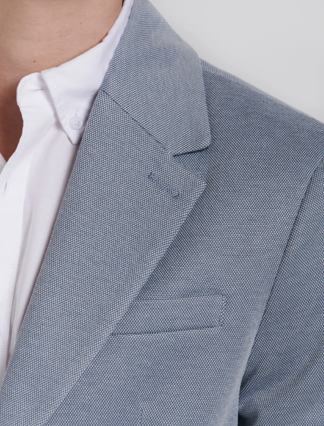 BLAZER BICOLOR PIQUE CELESTE