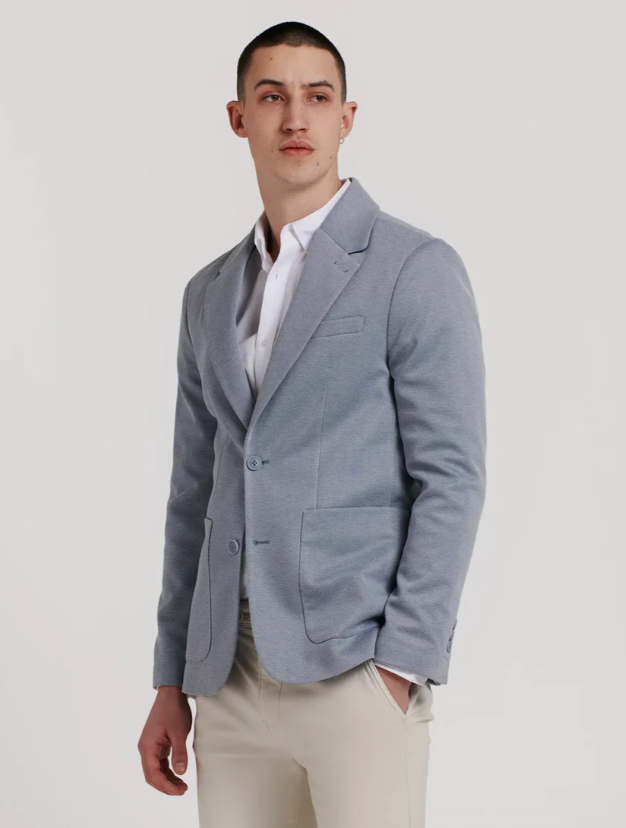 BLAZER BICOLOR PIQUE CELESTE