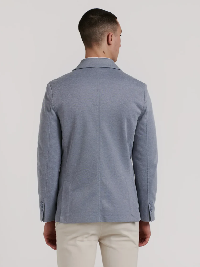 BLAZER BICOLOR PIQUE CELESTE