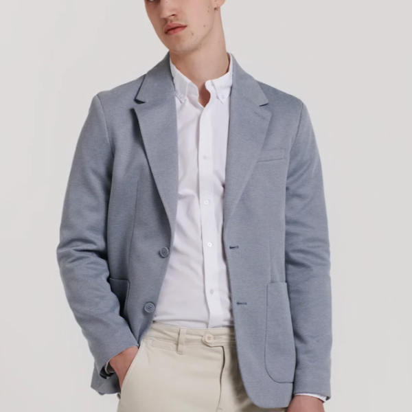 BLAZER BICOLOR PIQUE CELESTE