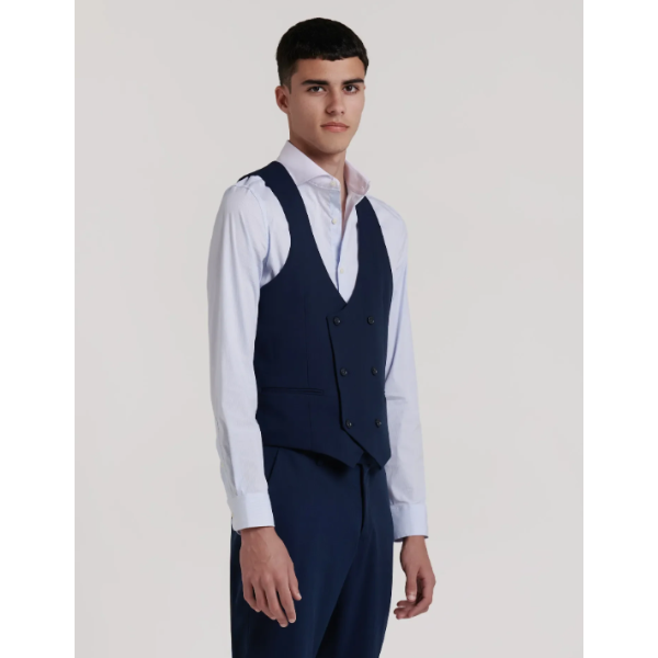 CHALECO TRAJE CRUZADO MARINO