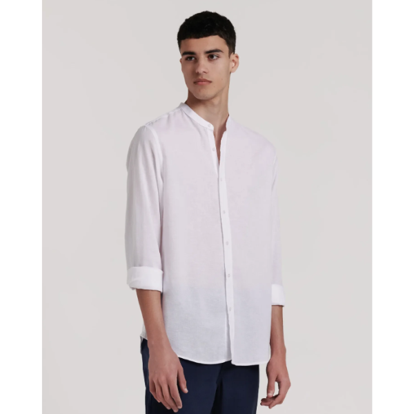 CAMISA LINO CUELLO MAO BLANCO