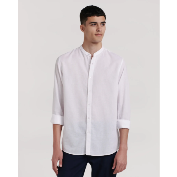 CAMISA LINO CUELLO MAO BLANCO