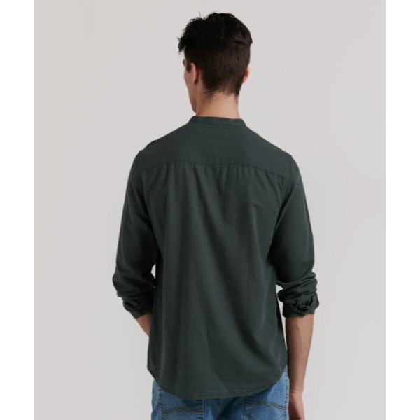CAMISA LINO CUELLO MAO OLIVA