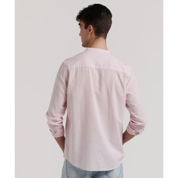 CAMISA LINO CUELLO MAO ROSA