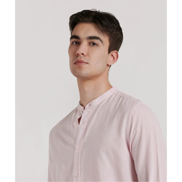 CAMISA LINO CUELLO MAO ROSA