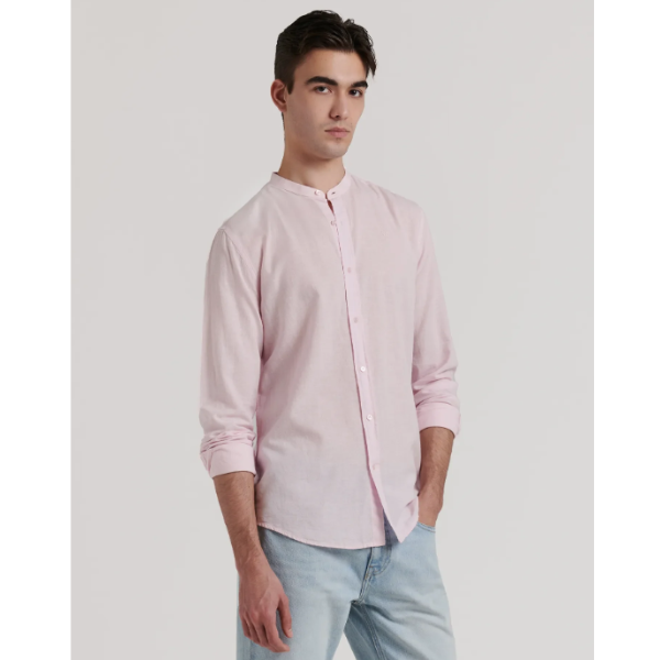 CAMISA LINO CUELLO MAO ROSA