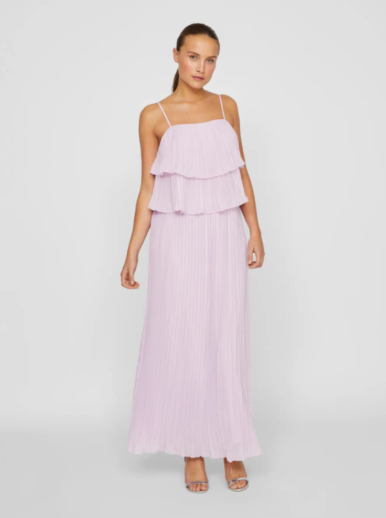VESTIDO ROSA PASTEL VOLANTE