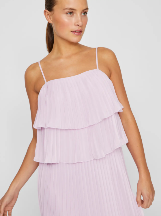 VESTIDO ROSA PASTEL VOLANTE